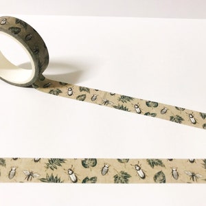 Käfer und Blätter Washi Tape, Natur Washi, Insekten Schreibwaren, Tier Washi Tape, Bullet Journal Zubehör, Planer Aufkleber, Scrapbook Tape