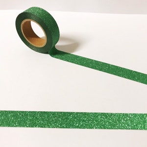 Cinta washi verde brillante, cinta washi verde brillante, cinta washi brillante, purpurina verde, adornos para álbumes de recortes, Bullet Journal, envoltorios