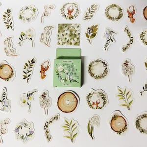 Pegatinas de naturaleza, juego de pegatinas para planificador, pegatinas para Bullet Journal, pegatinas washi, pegatinas de ciervos de invierno, paquete de pegatinas para accesorios de planificador