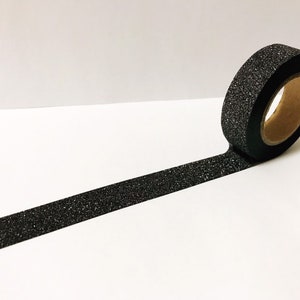 Cinta Washi de brillo negro, cinta Washi de brillo, cinta de diario de balas, adornos de álbum de recortes, cinta Washi planificadora, cinta de envoltura negra