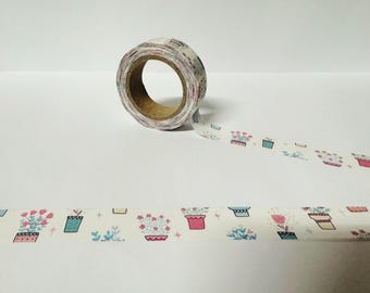 Flower Plant Pot Washi Tape: Scrapbook Planner Embellishments