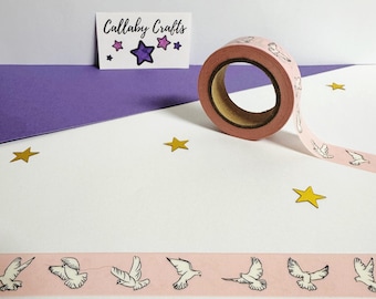Dove Bird Washi Tape - Pastel Pink Planner and Journal Accessory