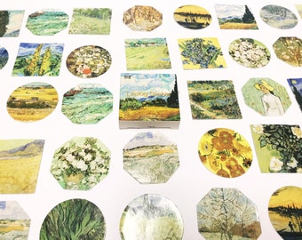 Van Gogh Stickers, Art Stickers, Landscape Sticker Set, Scrapbook Sticker Pack, Planner, Journal Stickers, Kawaii Stickers, Picture Stickers