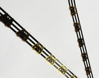 Gold Foil Cat Washi Tape: Black and White Stripe Planner Tape