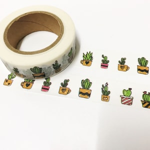 Cinta Washi suculenta, Cinta Washi de cactus, Washi de plantas, Estacionario de cactus, Washi de 15 mm, Accesorios para diario de balas, Amor planificador, Álbum de recortes