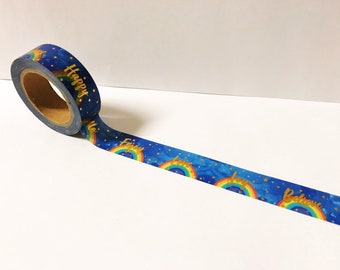 Rainbow Washi Tape: Gold Foil, Positivity Journal, 15mm