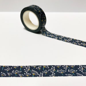Navy Blumen Washi Tape, 15 mm Washi, Floral Washi Tape, Floral Schreibwaren, Planer Zubehör, Bullet Journal Zubehör, süßes Washi Tape