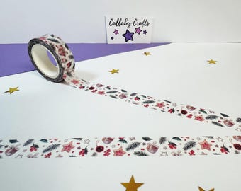 Winter Foliage Washi Tape: Christmas Planner, Cute Christmas Cookies, Bullet Journal, Card Making, Scrapbook, Scandi Christmas