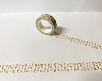 Tulip Washi Tape, Floral Washi Tape, Flower Foil Washi, Tulip Flower Washi Tape, Bullet Journal Accessories, Gardening Washi Tape