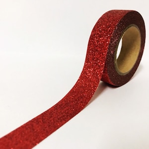 Cinta Washi de brillo rojo, cinta Washi roja brillante, cinta Washi de brillo, cinta de brillo rojo, adornos de álbum de recortes, diario de balas, envoltura