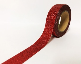 Red Glitter Washi Tape, Bright Red Washi Tape, Glitter Washi Tape, Red Glitter Tape, Scrapbook Embellishments, Bullet Journal, Wrapping