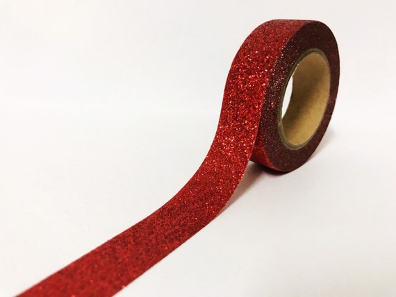 Red Glitter Washi Tape, Bright Red Washi Tape, Glitter Washi Tape