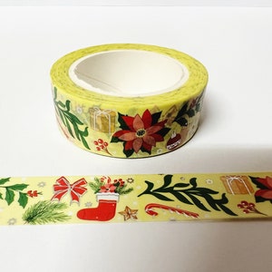 Cinta Washi de lámina de plata, Bullet Journal, Planificador, Washi de Navidad, Cinta Washi de medias, Planificador de invierno, Washi de Navidad, Cinta Washi de follaje