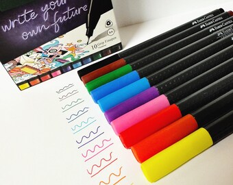 Faber Castell Finaliser Pens, Bright Colour Fineliners, Fineliner Set, Bullet Journal Accessories, Faber Castell Pens, Scrapbook, Colouring
