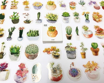 Plants Stickers, Succulent Stickers, Kawaii Stickers, Cactus Sticker Set, Scrapbook Sticker Pack, Planner Accessories, Journal Stickers