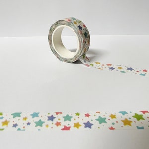 Cinta washi de estrellas de arcoíris, cinta washi pastel, cinta washi de estrellas, cinta washi de arcoíris, cinta washi, bullet journal, planificador, washi estampado