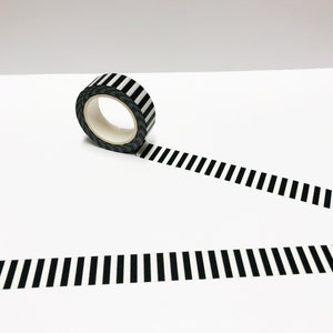 Black and White Stripe Washi Tape, Stripy Washi Tape, Lines Washi Tape, Black and White Washi, Minimalist Washi, Bullet Journal, Planner image 1