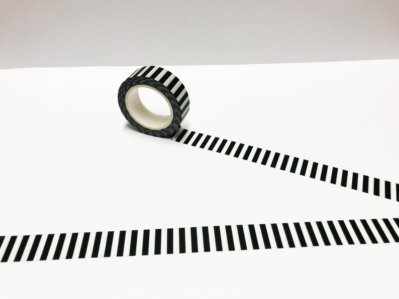 Black and White Stripe Washi Tape, Stripy Washi Tape, Lines Washi Tape, Black and White Washi, Minimalist Washi, Bullet Journal, Planner image 1