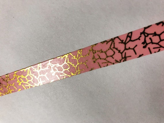 Planner Washi Tape Gold Foil Piink Crackle15mm x 10m