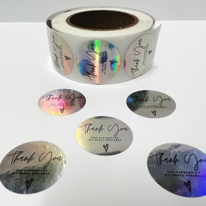 Pegatinas holográficas de agradecimiento, pegatinas para pequeñas empresas, embalaje, suministros para manualidades, propietarios de tiendas Etsy, pegatinas de agradecimiento, pequeñas empresas