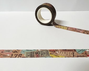 Ticket Washi Tape, Travelling Washi Tape, 15mm Washi, Scrapbook Accessories, Bullet Journal Tape, Planner, Old Stamps Washi Tape