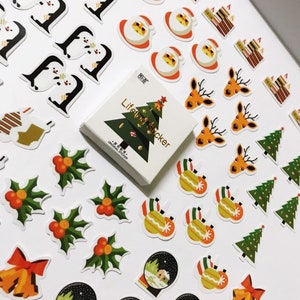 Pegatinas de Navidad, Penguin Snowglobe Conjunto de pegatinas de Navidad, Pegatinas del planificador, Stcickers del diario de balas, Planificador de Navidad, Pegatinas de álbum de recortes