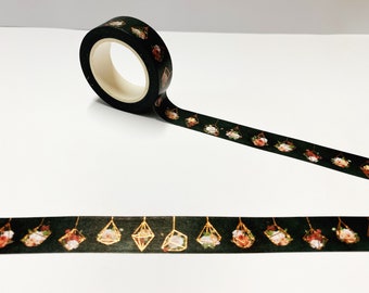 Rose Gold Foil Floral Washi Tape: Hanging Flower Design, 15mm