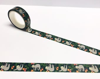 Sloth Washi Tape, Animal Washi, Cute Planner, Kawaii Washi, Matt Washi, Bullet Journal Accessories, Sloth Stationery, Planner Supplies