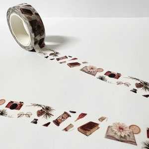 Cinta Washi para cámara y diario, Bullet Journal, Decoración del planificador, Accesorios para diario, Efímera de álbum de recortes, Washi de estilo vintage