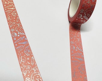 Halloween Washi Tape: Silver Foil, Pumpkin & Orange - Planner Accessory