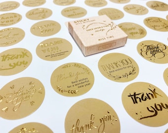 Gold Foil Thank You Stickers: Kraft Paper Gift Tape