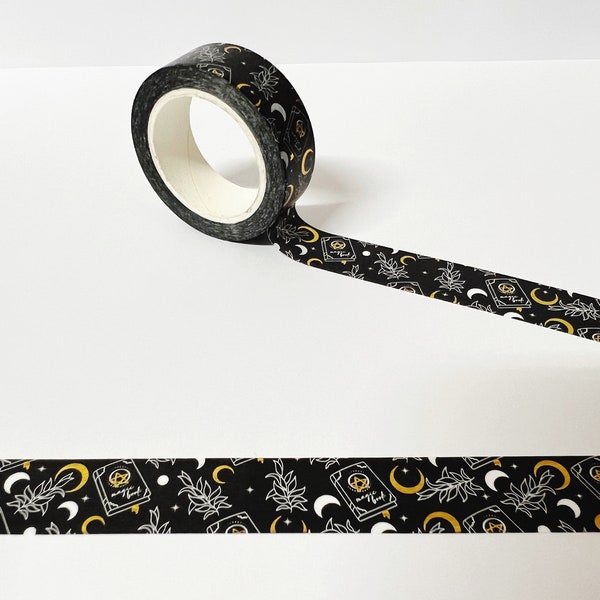 Halloween Washi Tape, Halloween Gold Foil Washi, Moon Washi, Black Witchy Washi, Halloween Stationery, Bullet Journal, Planner Accessories