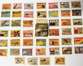 Retro Food Stickers: Coffee, Cakes, Fruits - Planner Scrapbook Set