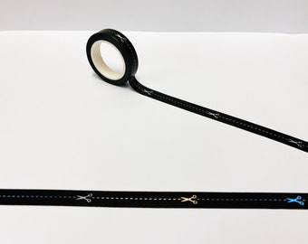 Black Holographic Scissors Washi Tape: 10mm Planner/Scrapbook Tape