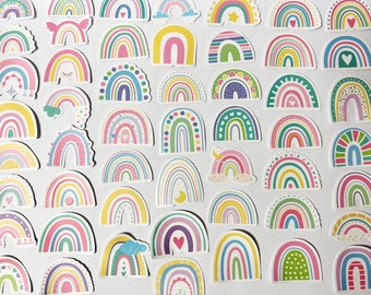 Rainbow Stickers, Pastel Rainbow Stickers, Planner Accessories, Bullet Journal, Vinyl Stickers, 50 Sticker Set, Dotty Rainbow, Planner