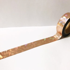 Cinta washi holográfica de color melocotón, cinta washi rosa claro, washi brillante, suministros para bullet journal, accesorios para planificadores, cinta para manualidades, washi tape UK
