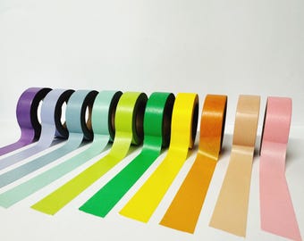 Rainbow Washi Tape Set: 15mm Matte Pastel Planner Tape (10 Pack)