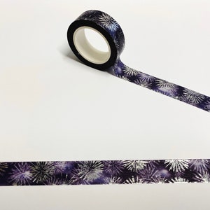 Cinta adhesiva decorativa de papel de baja adherencia con diseño de fuegos artificiales de 15 mm x 10 m de largo para la noche de las hogueras, para Bullet Journal, papelería, planificadores y decoración
