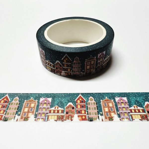 Christmas House Washi Tape, Christmas Snow Scene Washi, Christmas Wrapping Tape, Xmas Washi Tape, Xmas Planner, Bullet Journal,