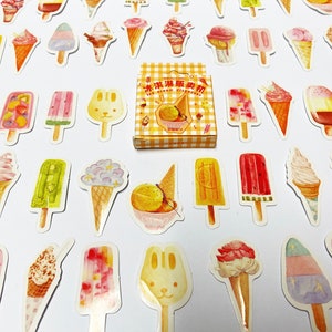 Pegatinas de helado, pegatinas de paletas de hielo, pegatinas de alimentos, conjunto de pegatinas, paquete de pegatinas de álbum de recortes, accesorios del planificador, pegatinas de diario de balas