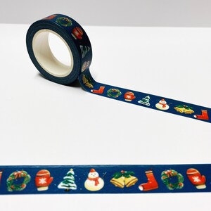 Cinta Washi de Navidad, Cinta Washi de calcetines de corona de nieve, Cinta de envoltura de Navidad, Planificador de Navidad, Decoración de Navidad, Accesorios de diario de balas