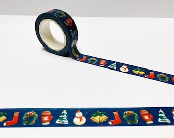 Christmas Washi Tape, Snowan Wreath Socks Washi Tape, Christmas Wrapping Tape, Xmas Planner, Christmas Decor, Bullet Journal Accessories