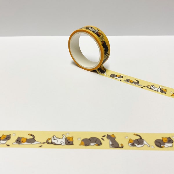 Cute Cat Washi Tape, Cat Washi Tape, Playful Cat Washi, Cat Lover Wrapping Tape, Scrapbook Supplies, Bullet Journal, Planner, Cat Stationery