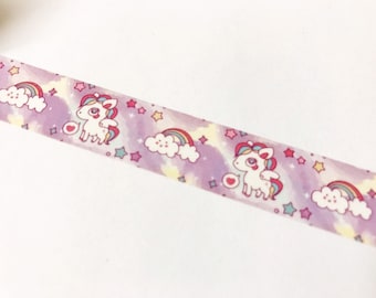 Unicorn and Rainbow Washi Tape, Purple Cloud Unicorn Washi Tape, Unicorn Stationery, Cute Washi Tape, Kawaii Washi, Planner Accessories