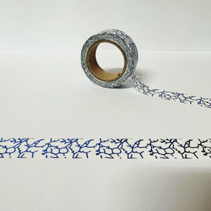 Cinta washi azul brillante, cinta washi con efecto craquelado de papel azul, washi geométrico, accesorios para bullet journal, cinta para planificador, adornos para álbumes de recortes