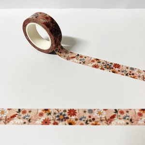 Cinta washi floral, 15 mm x 10 m de largo, Reino Unido, cinta washi dorada, washi de rosas, papelería floral, bullet journal, accesorios para agendas