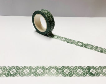 Groene bloem Washi Tape, 15mm Washi, Floral Washi Tape, Floral Stationair, Planner Accessoires, Bullet Journal Accessoires, Cute Washi Tape