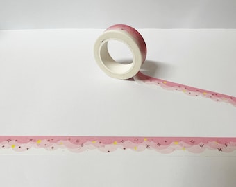 Pink Stars and Clouds Washi Tape: Gold Foil Planner Tape