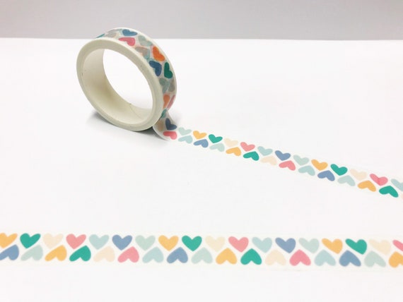 Heart Washi Tape, Multicoloured Heart Washi Tape, Journal, Planner