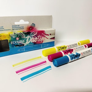 Marcadores Royal Talent Ecoline, bolígrafos Ecoline Duotip amarillos, azules y rosas, accesorios para Bullet Journal, planificador, álbumes de recortes, bolígrafos artísticos